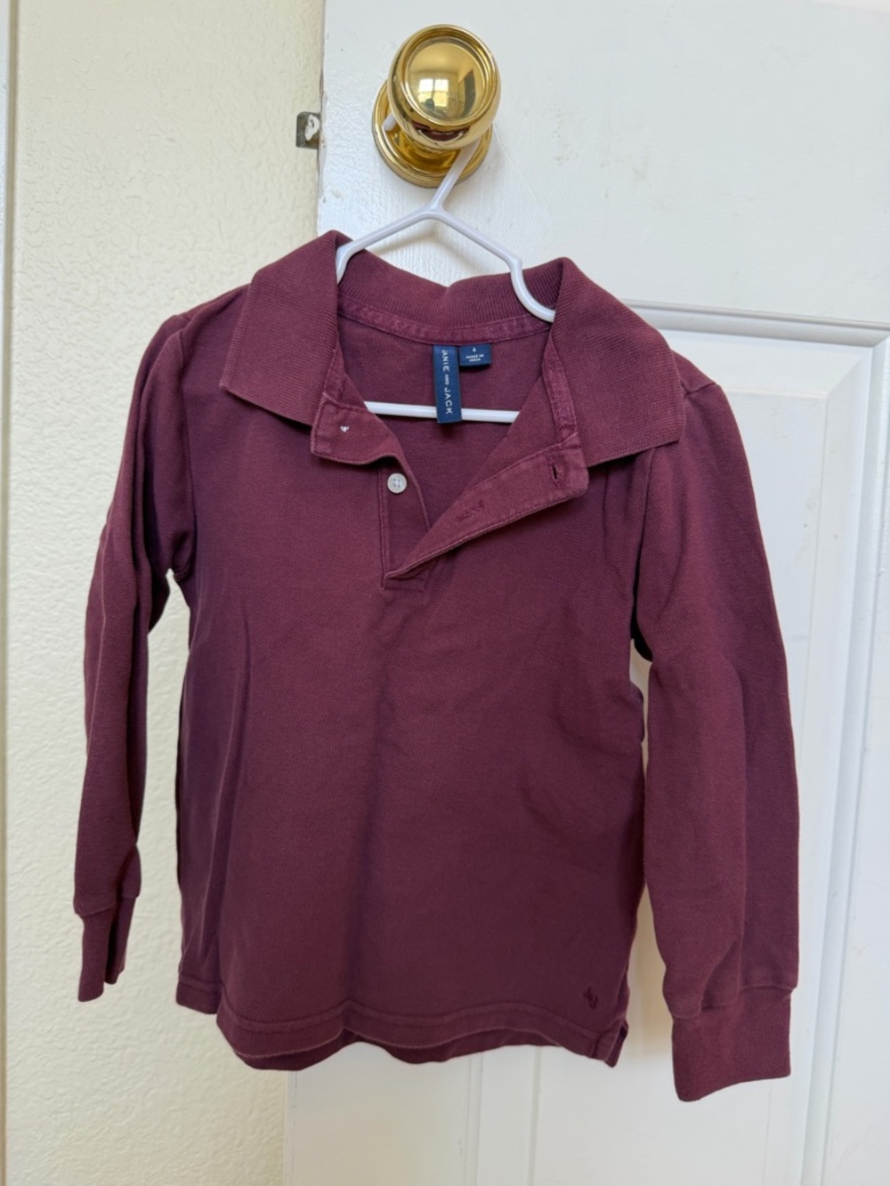 4T Janie and Jack Long-Sleeve Polo - Wine for Boys